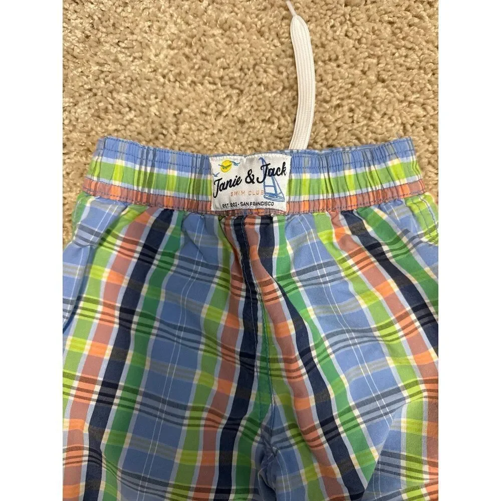 Janie & Jack 18-24mo Gingham Plaid Swim Trunks
